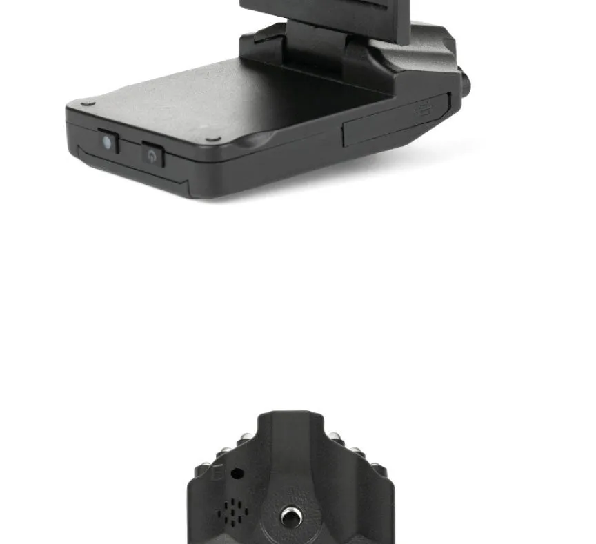 Black HD driving recorder with 120° wide-angle lens and 3MP sensor mounted on car windshield