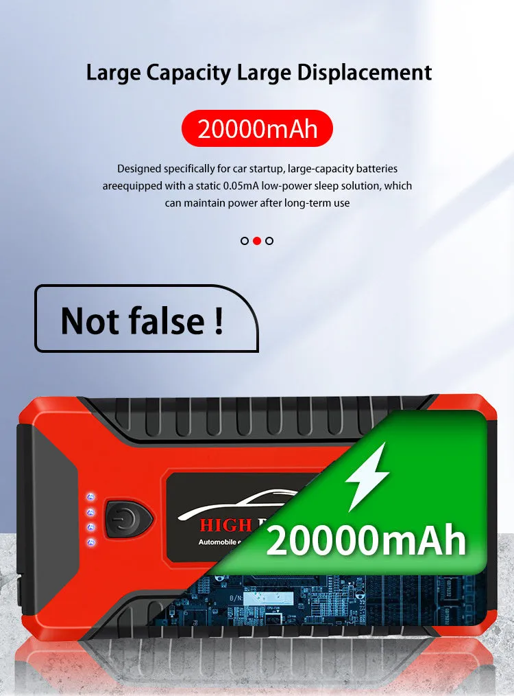 Red car emergency starter power bank 20000mAh with SOS light and ABS shell