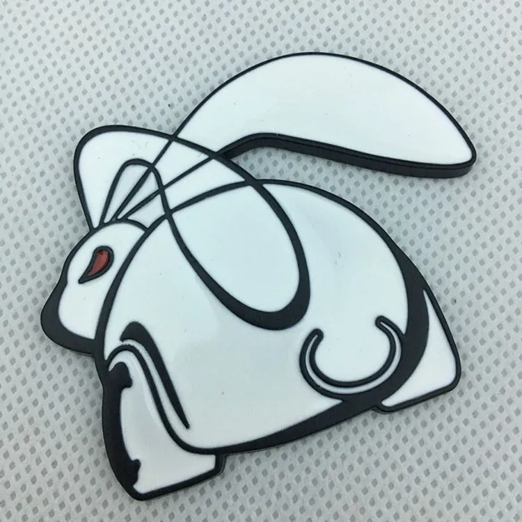 3D stereo rabbit zinc alloy metal car logo emblem in large 6.7cm size with raised design