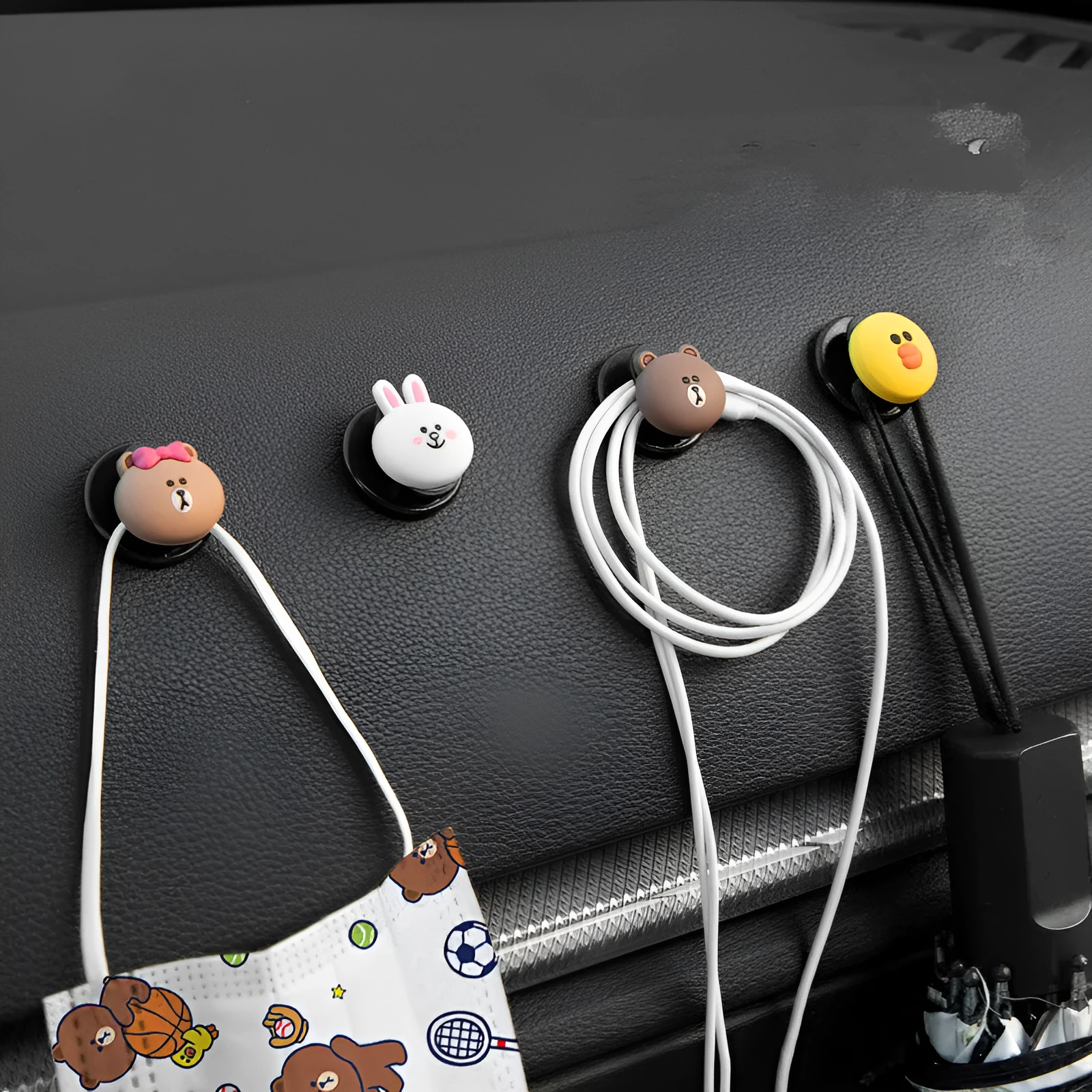 PVC car interior small hook in cartoon styling with non-marking adhesive glue for seat back hanging
