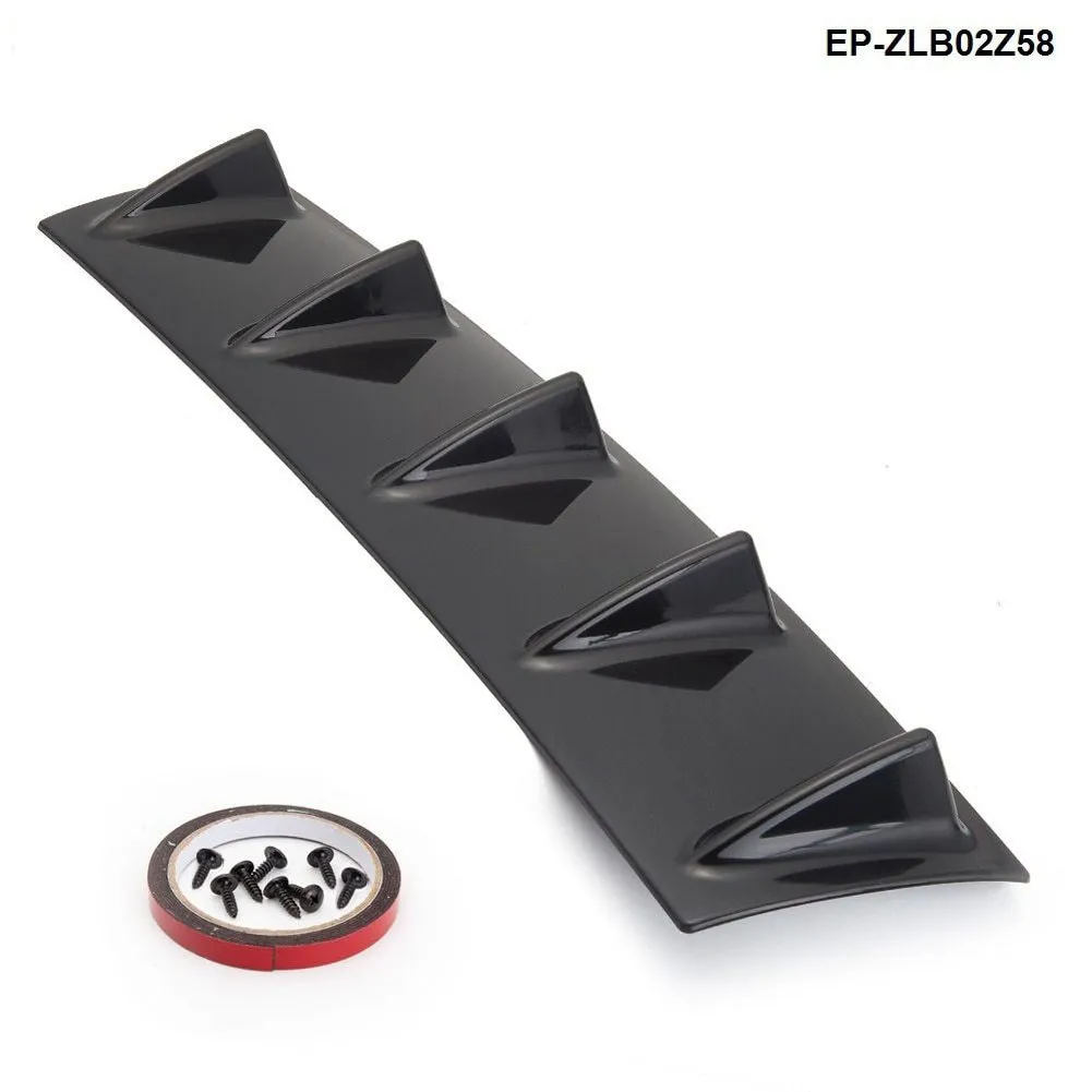 Black polyurethane and ABS car rear bumper diffuser with 5 shark fin spoiler design