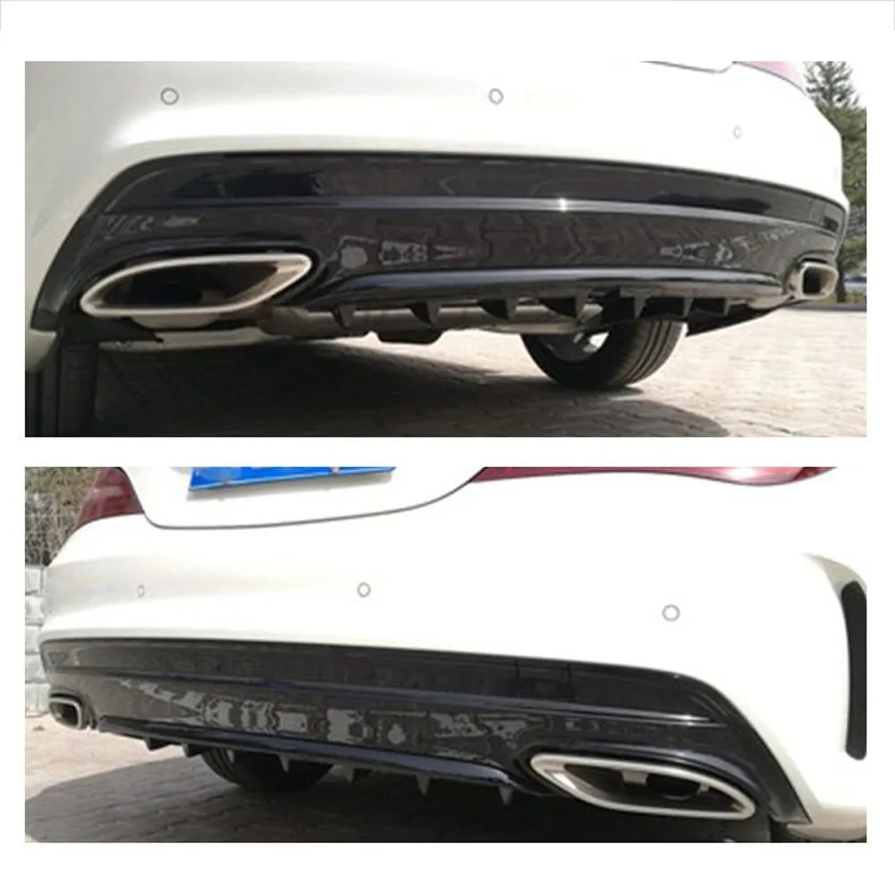Black polyurethane and ABS car rear bumper diffuser with 5 shark fin spoiler design