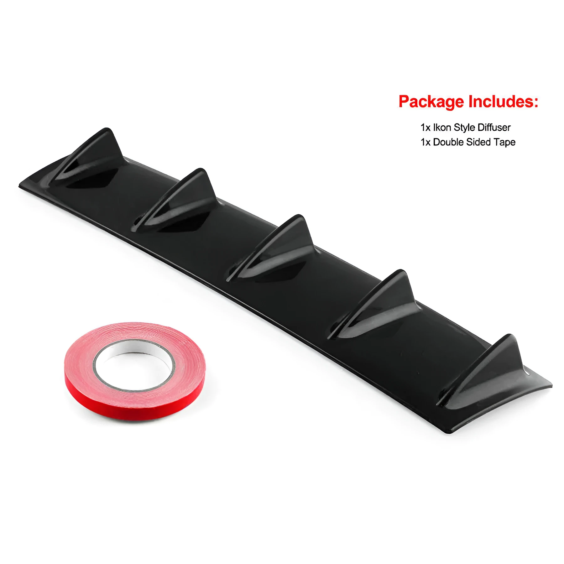 Black polyurethane and ABS car rear bumper diffuser with 5 shark fin spoiler design