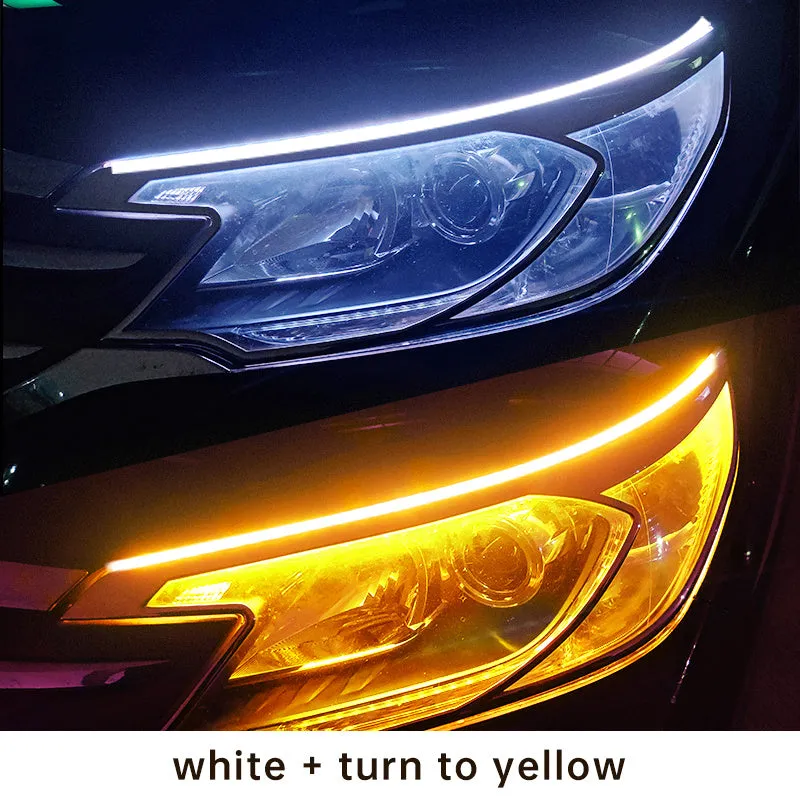 LED guide light bar for motorcycle tail with streamer steering, 30cm length, colour transition from blue to yellow