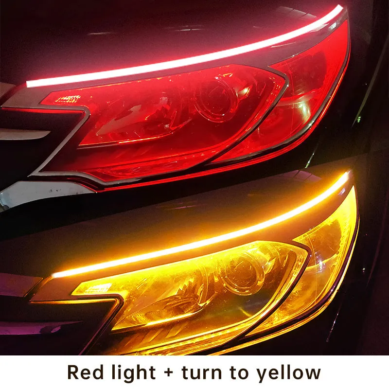 LED guide light bar for motorcycle tail with streamer steering, 30cm length, colour transition from blue to yellow