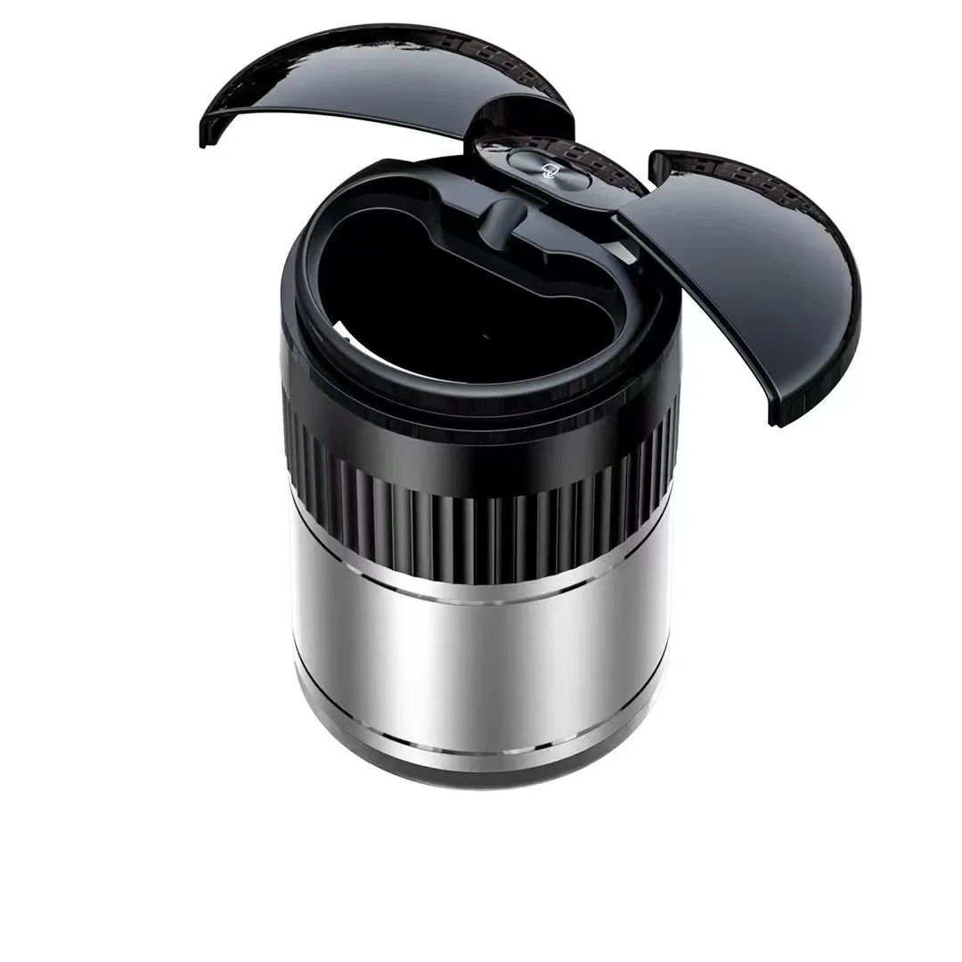 Car automatic sensing metal smart ashtray with lid in black colour