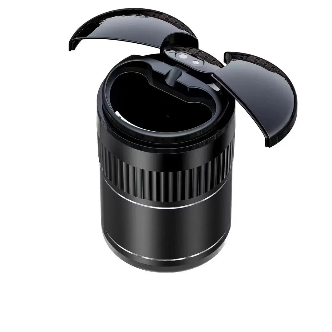 Car automatic sensing metal smart ashtray with lid in black colour