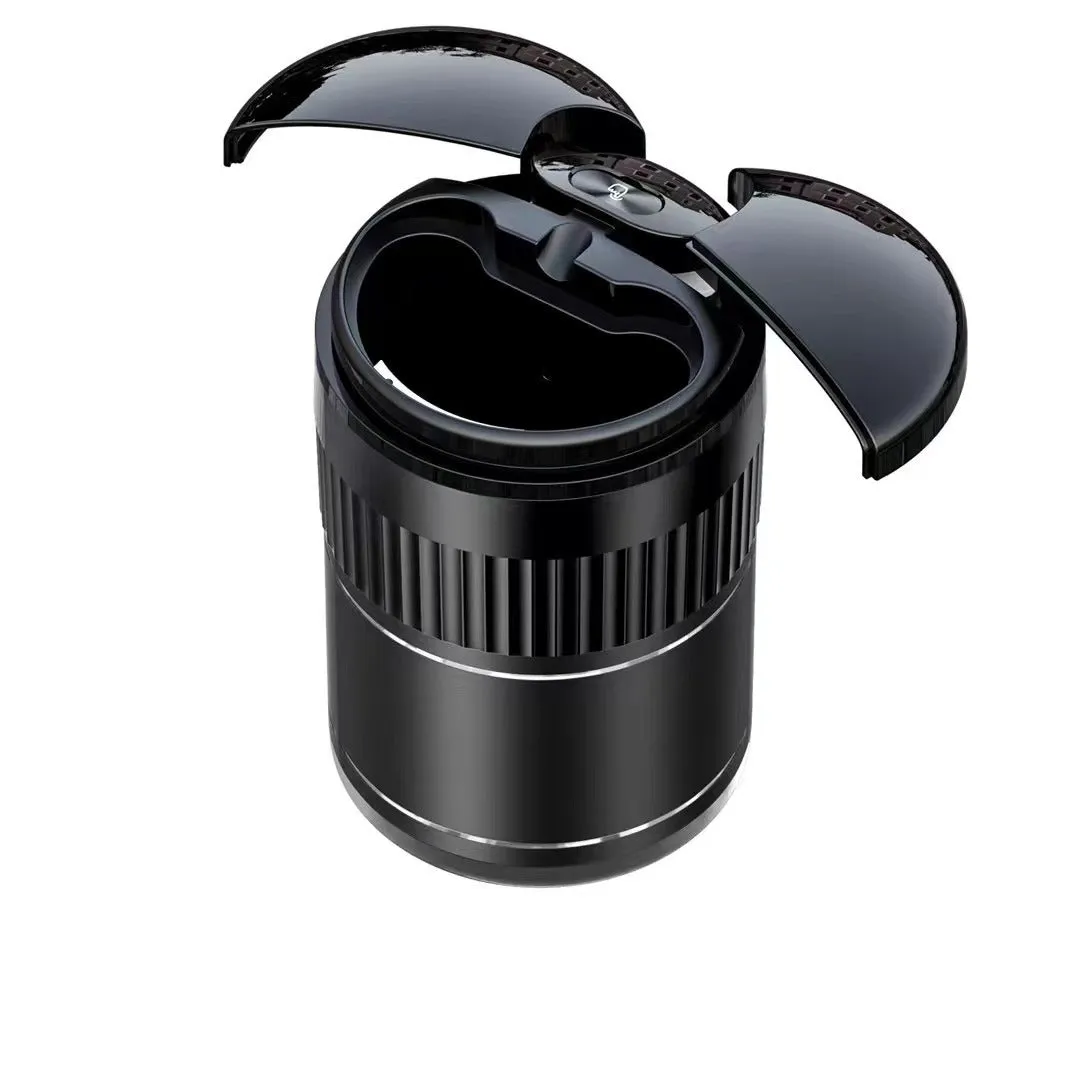 Car automatic sensing metal smart ashtray with lid in black colour