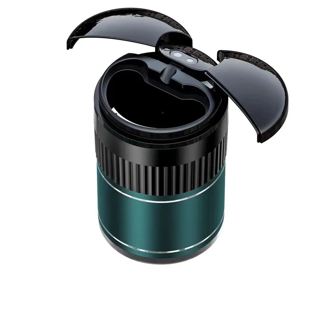 Car automatic sensing metal smart ashtray with lid in black colour