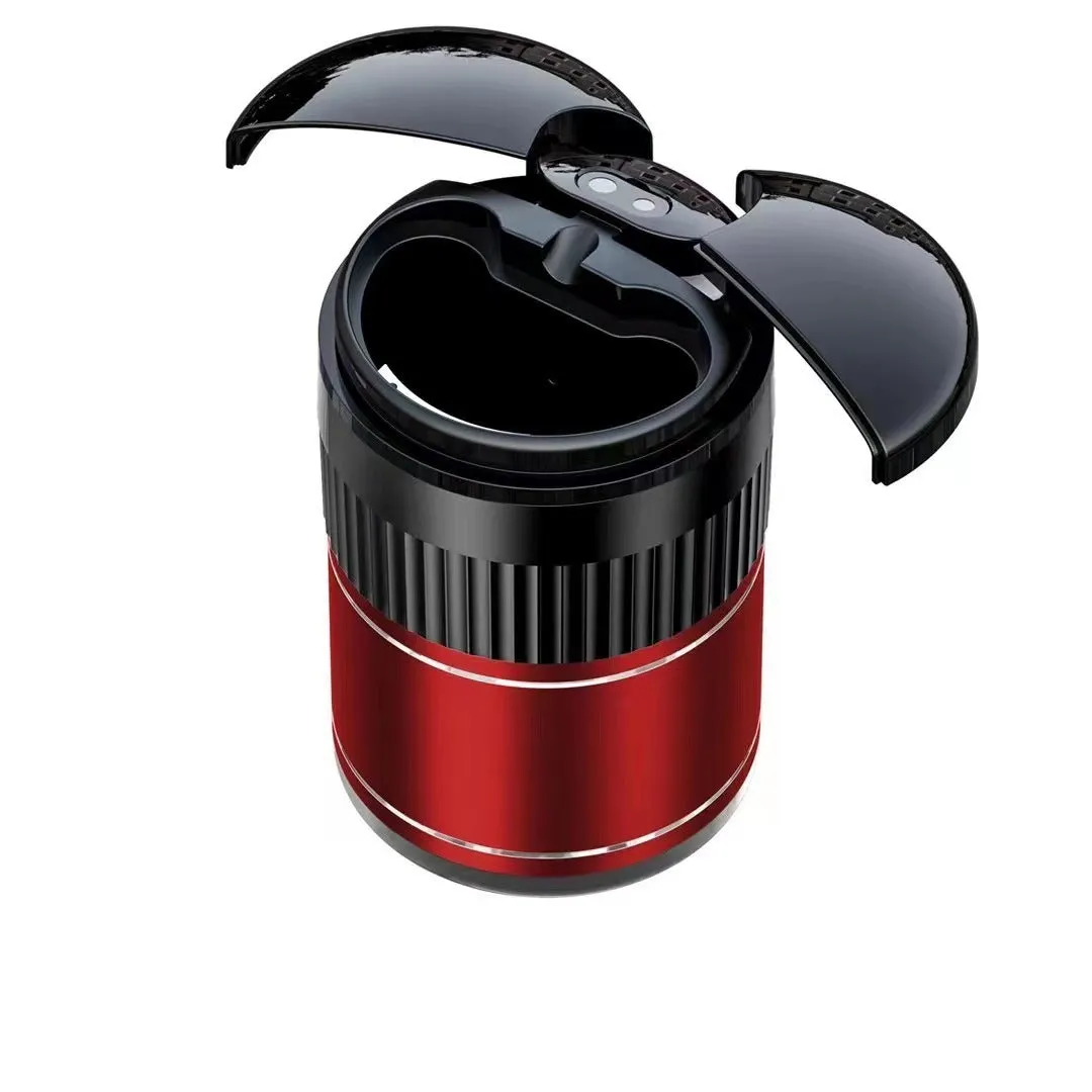 Car automatic sensing metal smart ashtray with lid in black colour