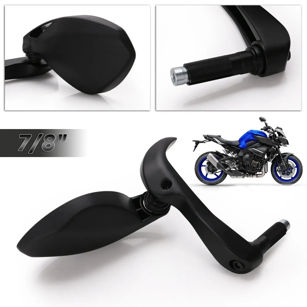 Black glass plastic motorcycle secondary side mirror on handlebars