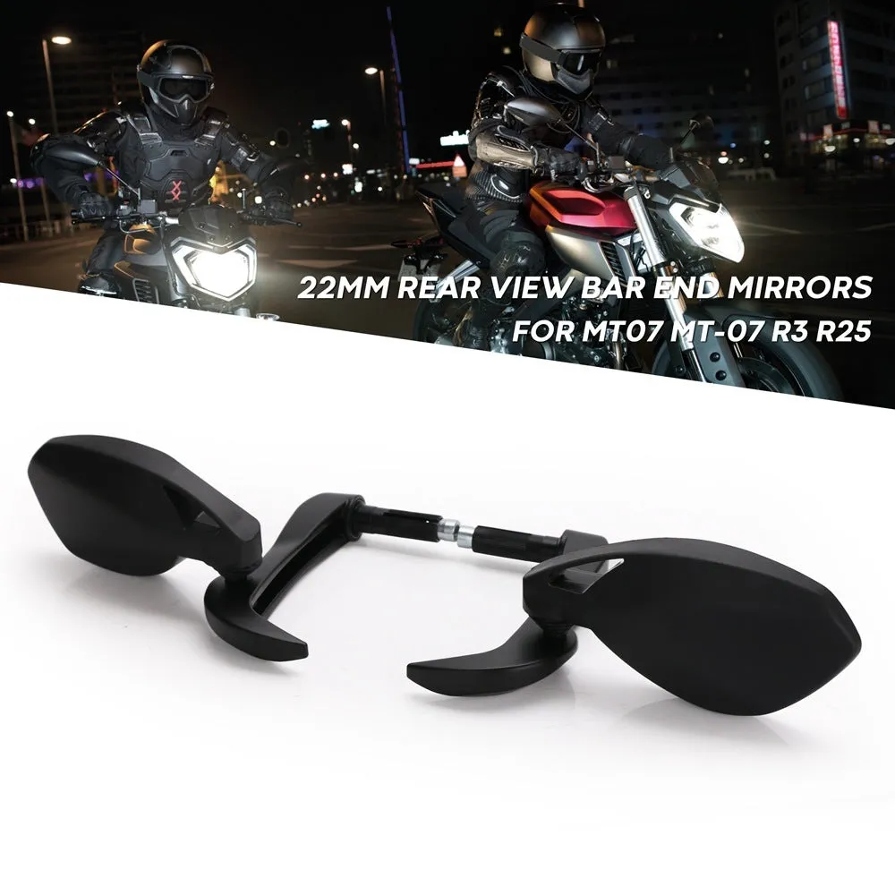 Black glass plastic motorcycle secondary side mirror on handlebars