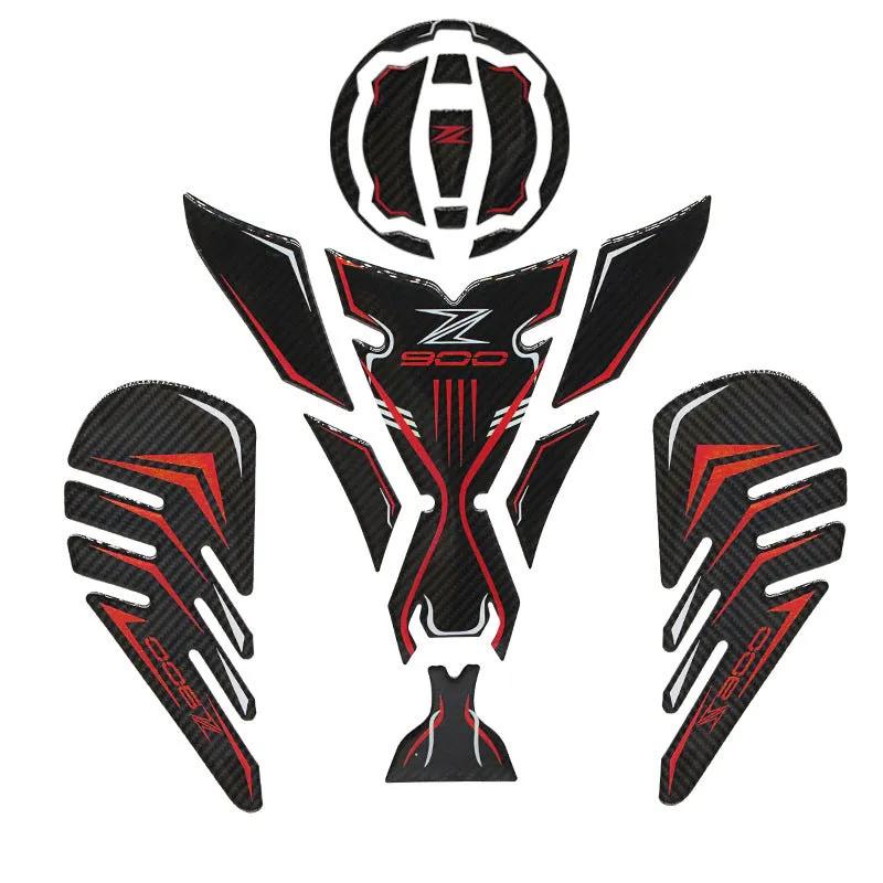 Kawasaki Z900 fuel tank protective stickers in red green and black colours