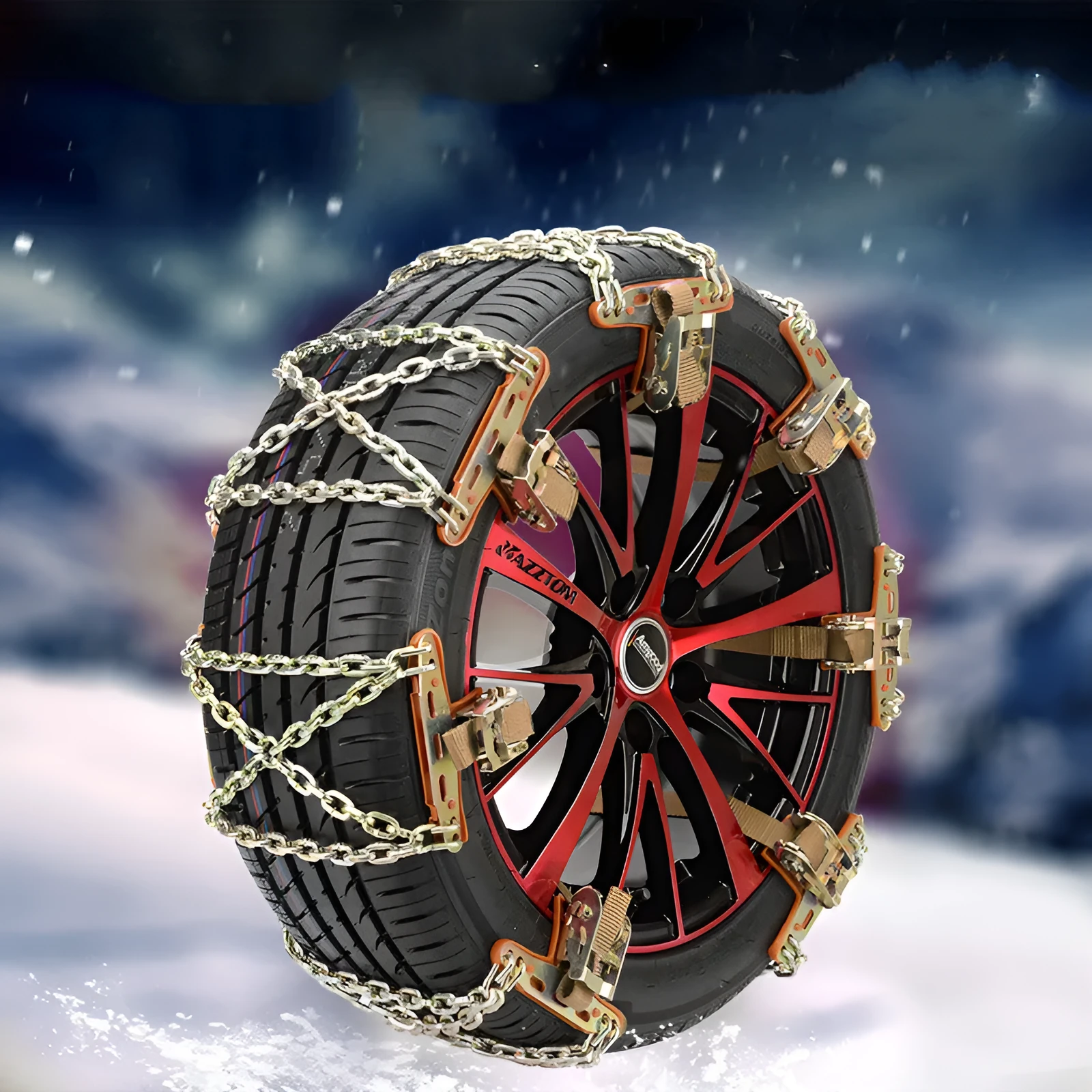 General-purpose car snow chain steel links Oxford pad nylon strap photo colour