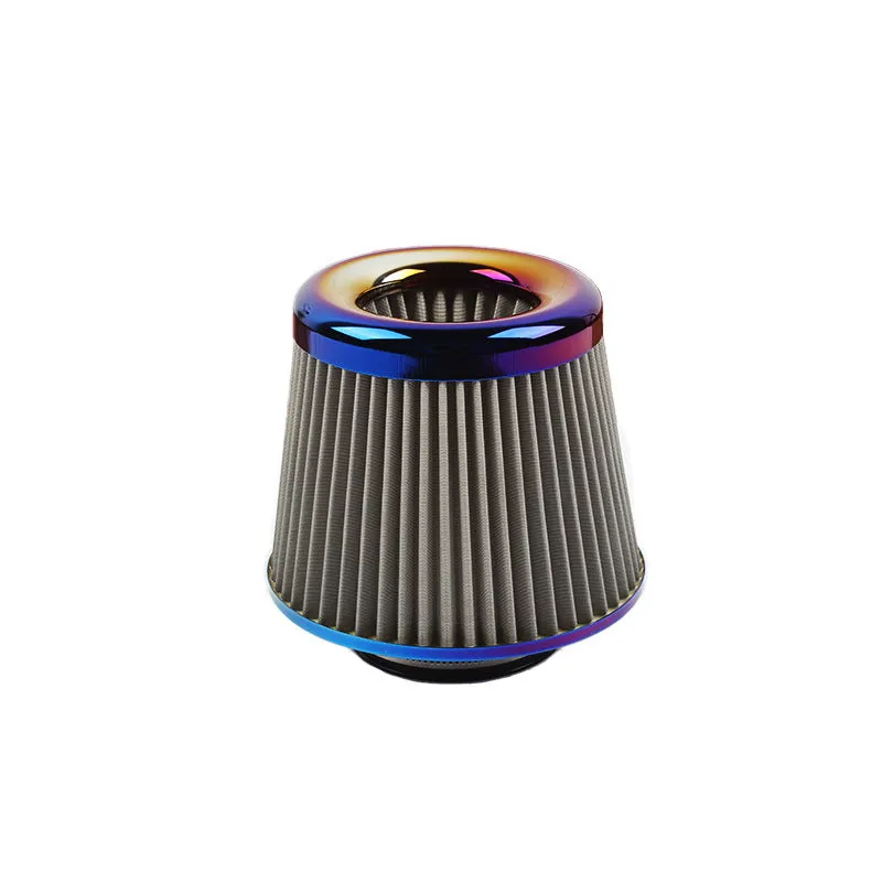 Baked blue aluminium alloy large flow intake mushroom head air filter for universal vehicle fitment with clamp