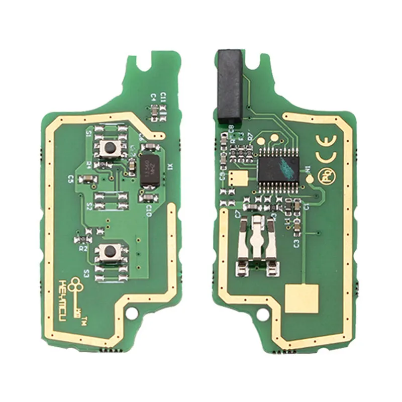 2-button black car key fob with 433MHz ID46 transponder chip for Peugeot 207 307 308