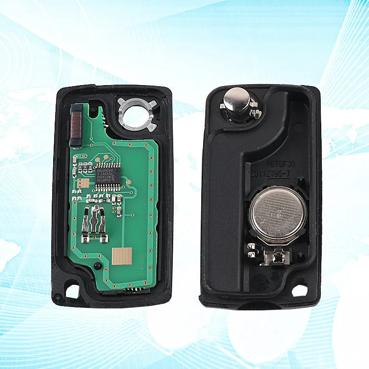 2-button black car key fob with 433MHz ID46 transponder chip for Peugeot 207 307 308