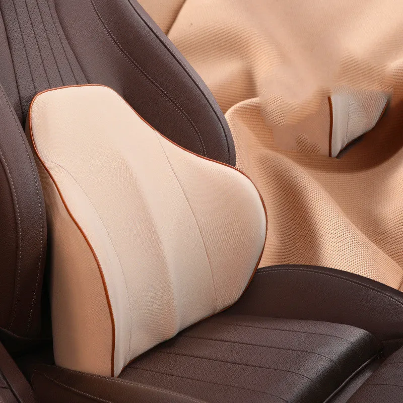 Memory foam car seat waist cushion in light grey, 36x43x15cm, with breathable 3D fabric cover