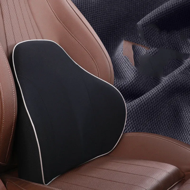 Memory foam car seat waist cushion in light grey, 36x43x15cm, with breathable 3D fabric cover