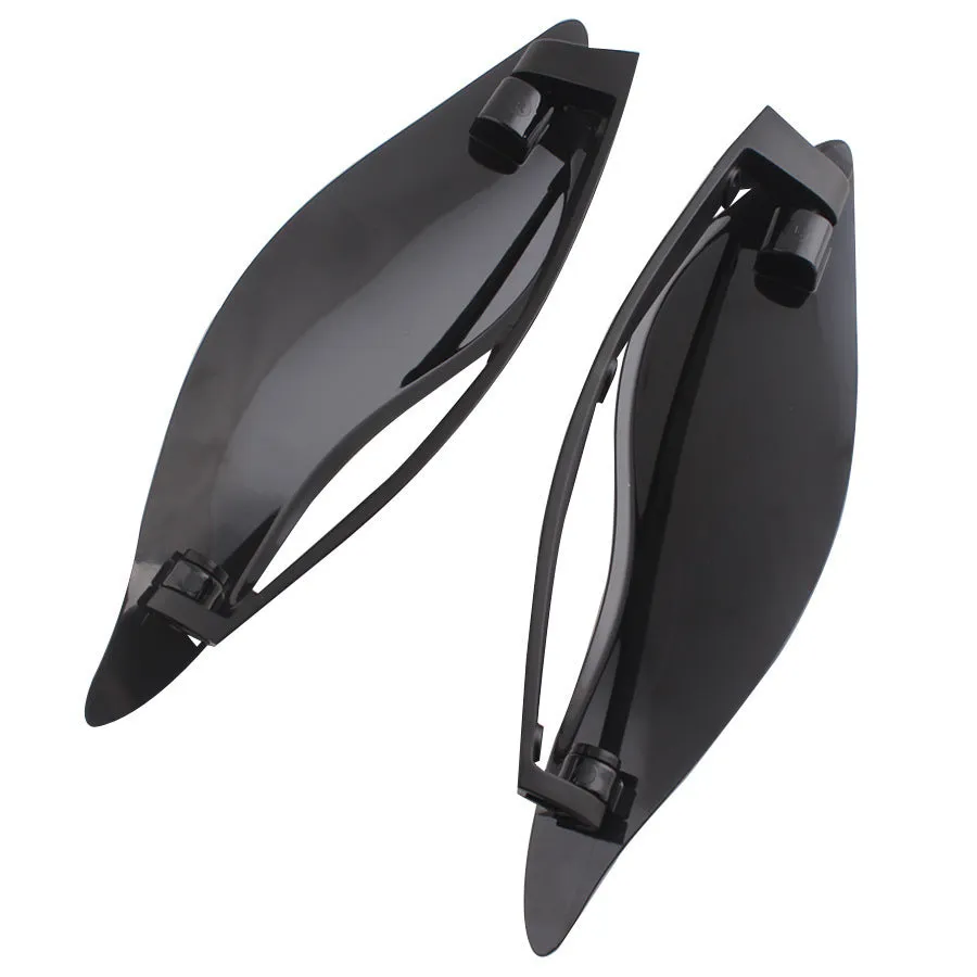 Pair of black ABS plastic windshield side wings for a Harley Davidson Glide motorcycle.