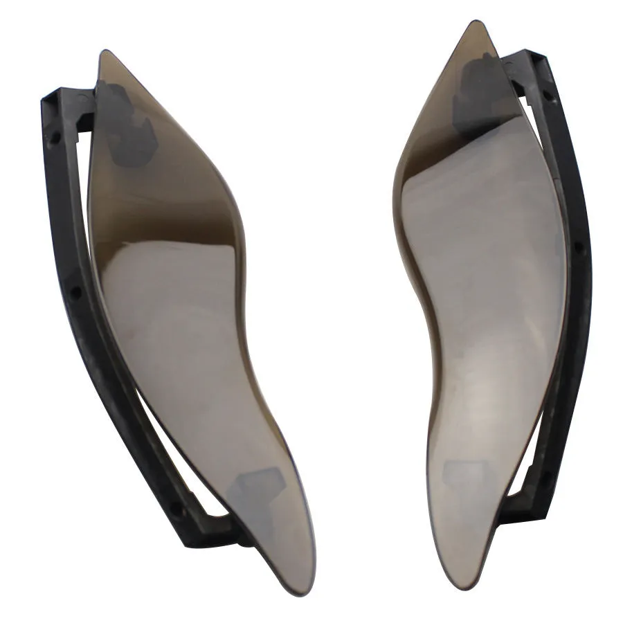 Pair of black ABS plastic windshield side wings for a Harley Davidson Glide motorcycle.