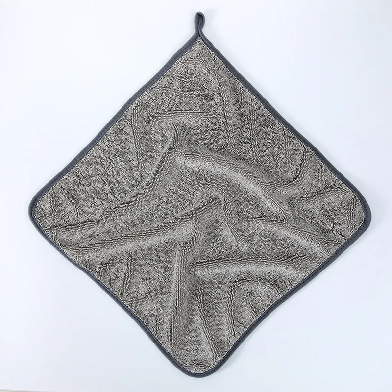 Korean fibre car cleaning cloth in grey colour with small braid twisted texture for automotive glass washing