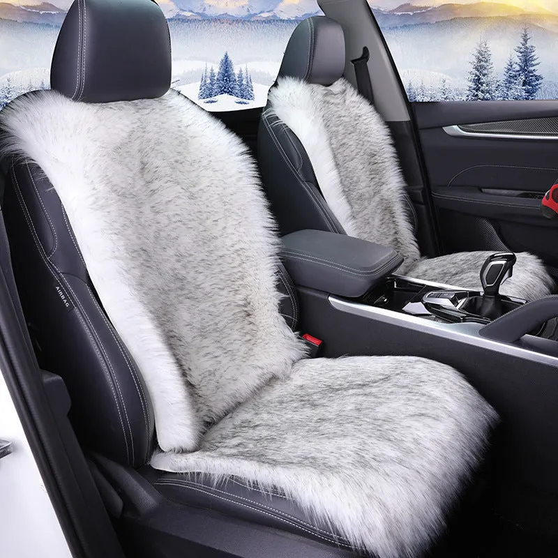 All-inclusive plush car seat cover cushion for driver seat, soft high-density fabric, grey