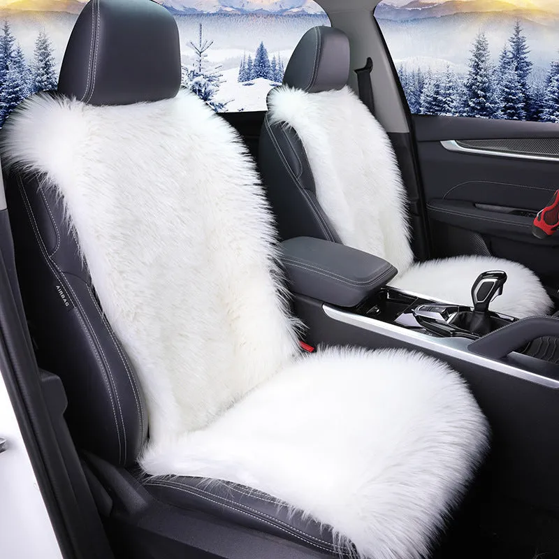 All-inclusive plush car seat cover cushion for driver seat, soft high-density fabric, grey