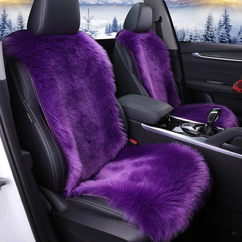 All-inclusive plush car seat cover cushion for driver seat, soft high-density fabric, grey