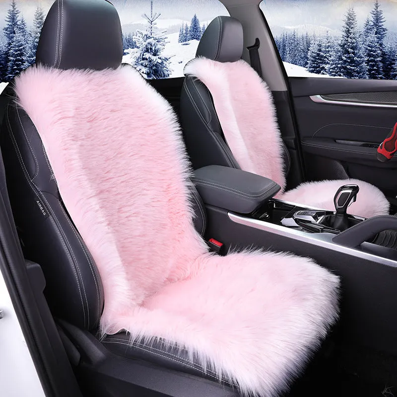 All-inclusive plush car seat cover cushion for driver seat, soft high-density fabric, grey