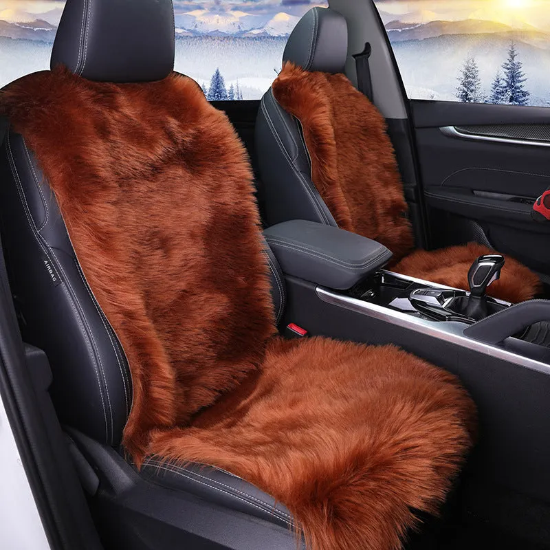 All-inclusive plush car seat cover cushion for driver seat, soft high-density fabric, grey