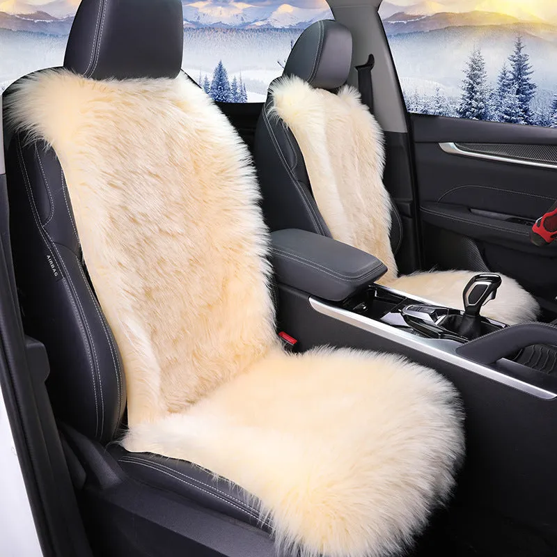 All-inclusive plush car seat cover cushion for driver seat, soft high-density fabric, grey