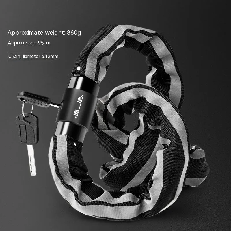 95cm zinc alloy mountain bike chain lock with anti hydraulic shear resistance in black colour