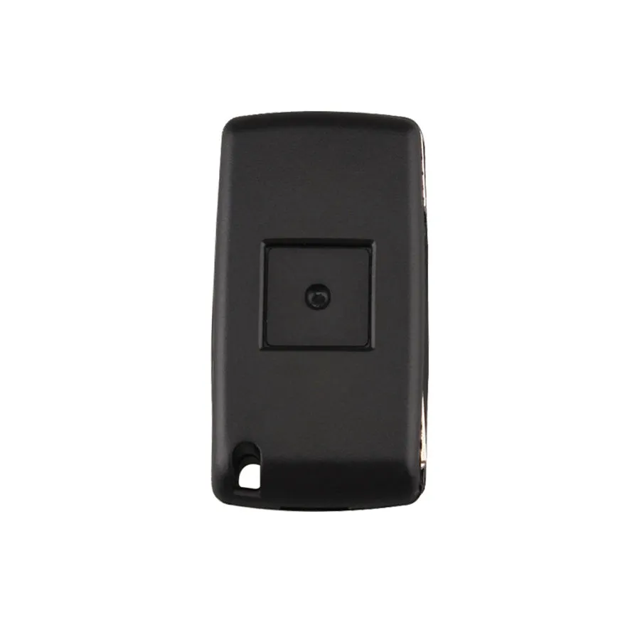Black Peugeot car key with light on metal key ring