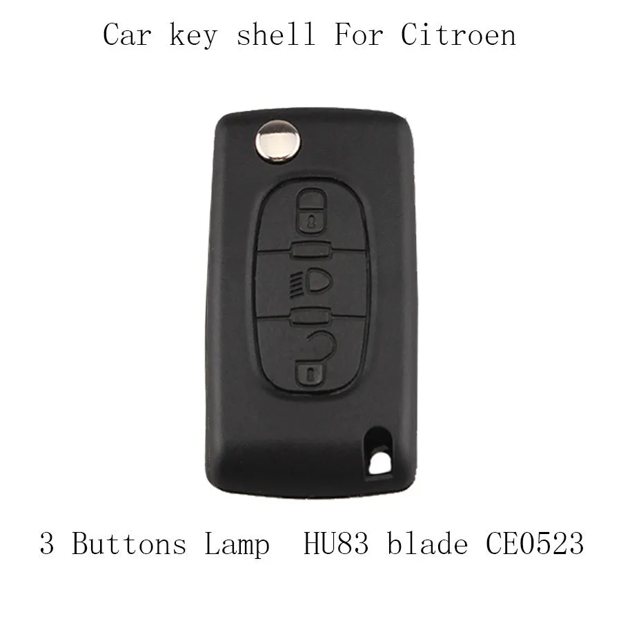Black Peugeot car key with light on metal key ring