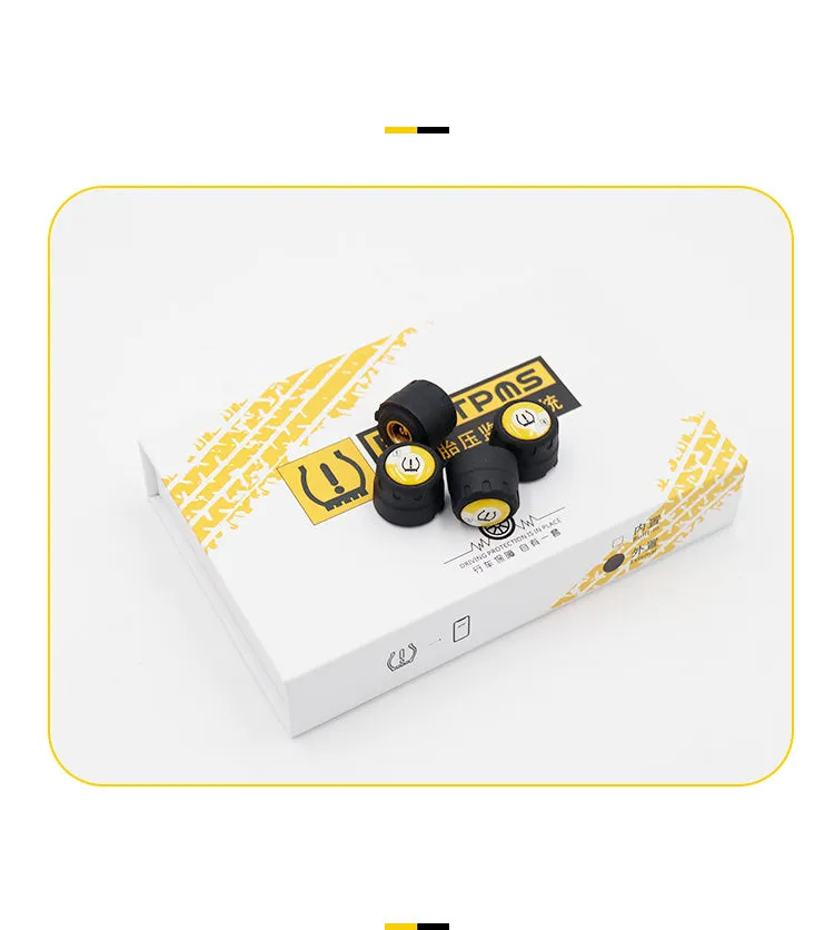 Wireless black external car tyre pressure sensor detector with IP67 waterproof rating and Bluetooth connectivity