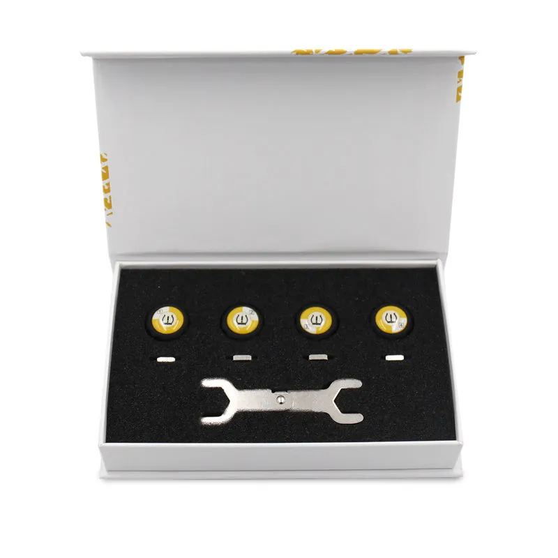 Wireless black external car tyre pressure sensor detector with IP67 waterproof rating and Bluetooth connectivity