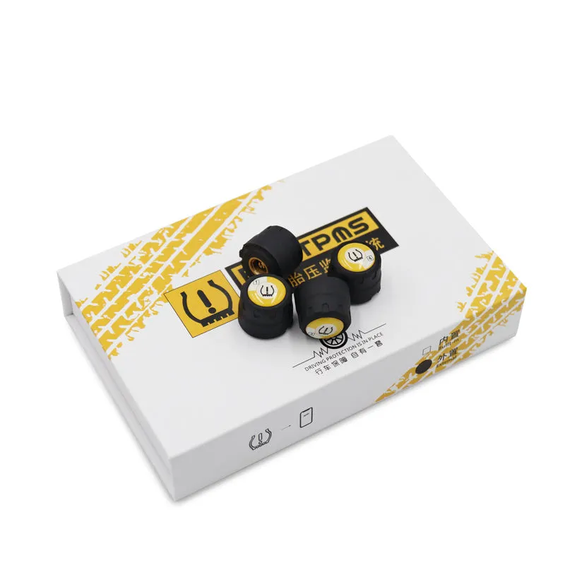 Wireless black external car tyre pressure sensor detector with IP67 waterproof rating and Bluetooth connectivity