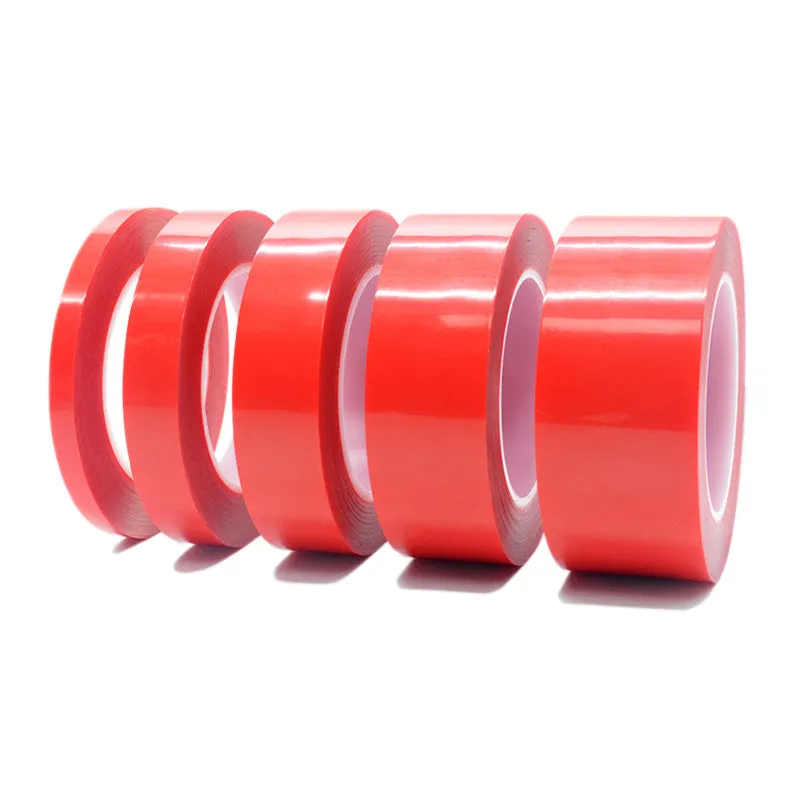 Transparent acrylic foam double-sided tape 3m long in 8mm width on a white background
