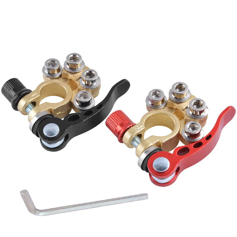 Thickened brass car battery pile head quick disassembly clip connector positive 17.5mm-19.1mm negative 15.9mm-17.5mm