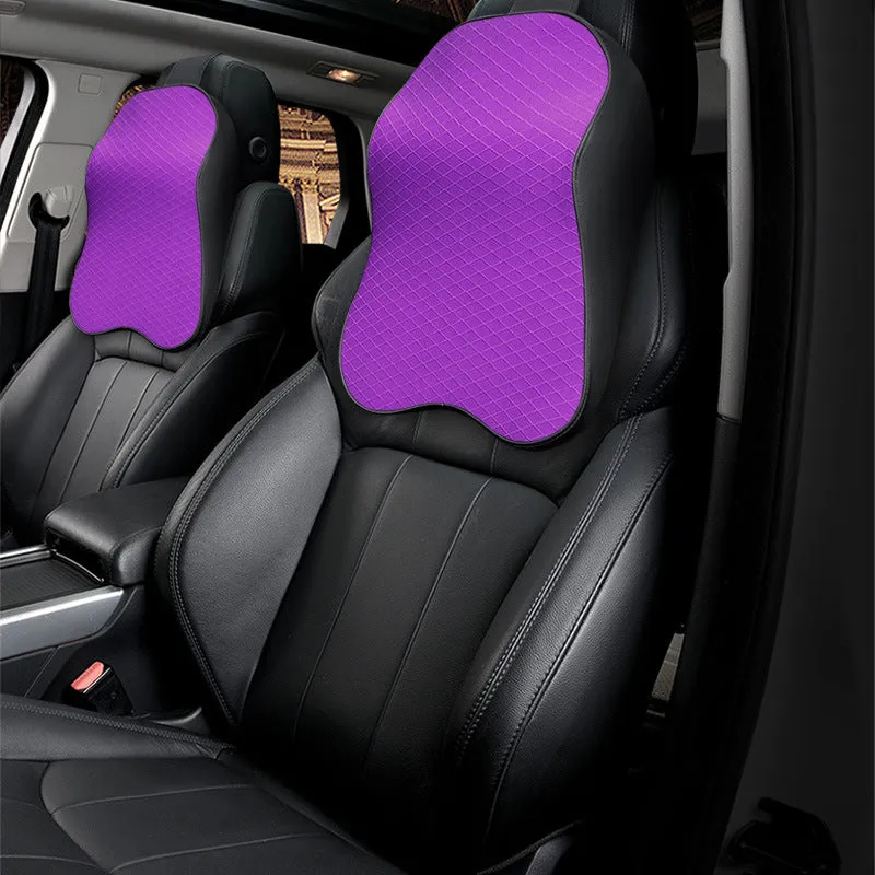 Large memory foam car headrest and lumbar support cushion in beige colour