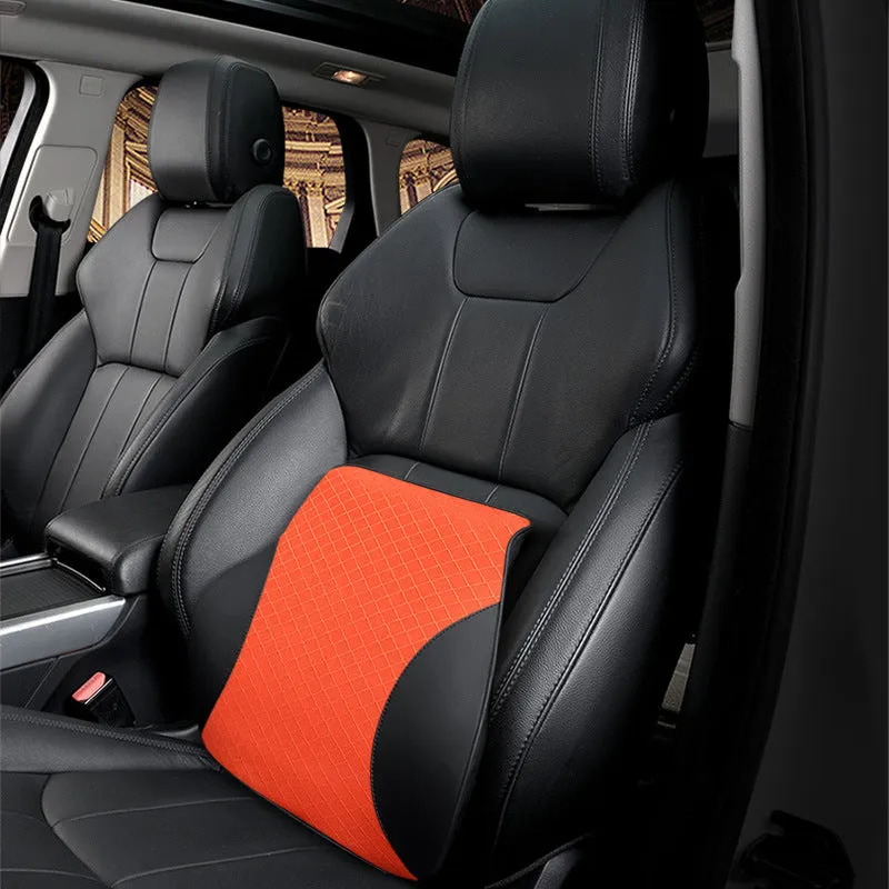 Large memory foam car headrest and lumbar support cushion in beige colour