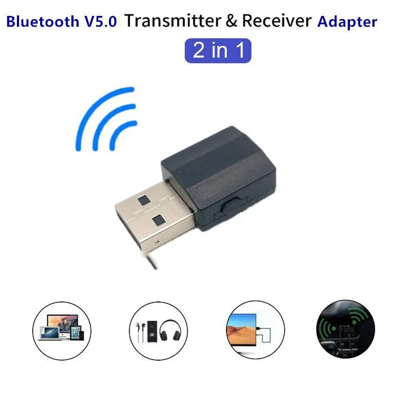 KHTD BT600 USB Bluetooth 5.0 audio transmitter receiver combo with 10m range, plug-and-play Style A