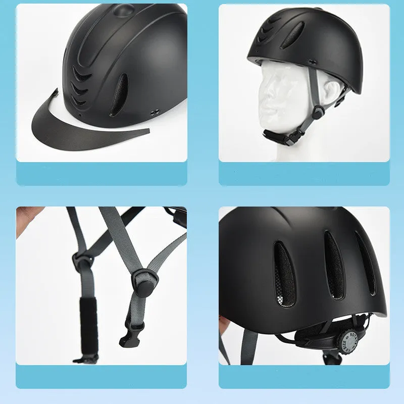 Adjustable children's ultralight equestrian helmet with PC shell in flower black colour