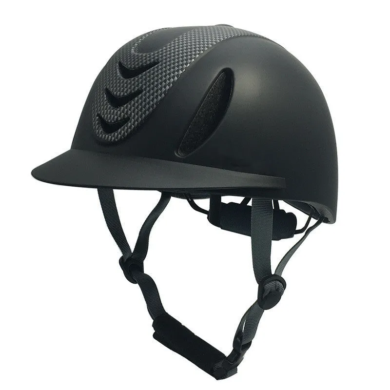 Adjustable children's ultralight equestrian helmet with PC shell in flower black colour