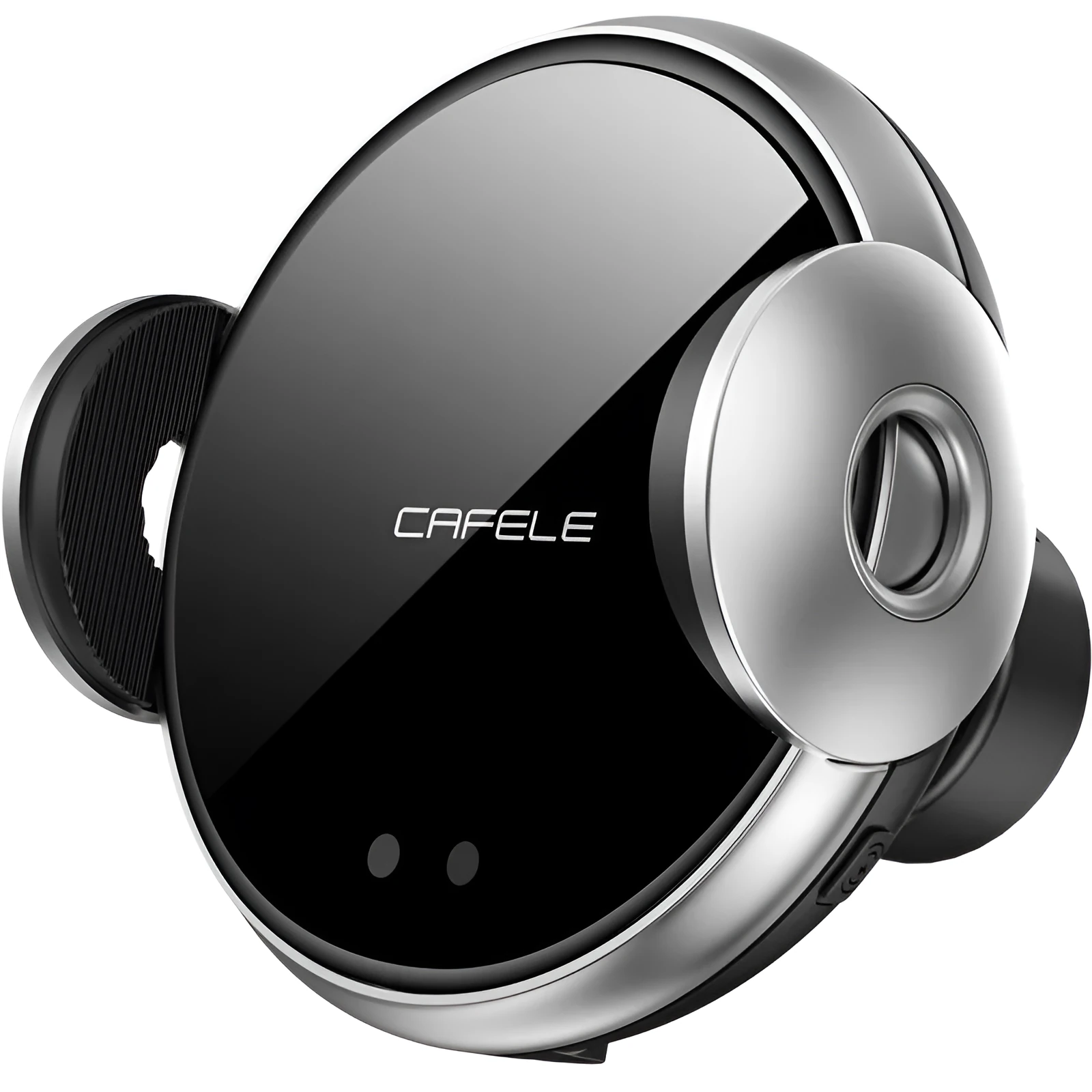 Black wireless car charger phone holder with Qi standard, 63-88mm phone width