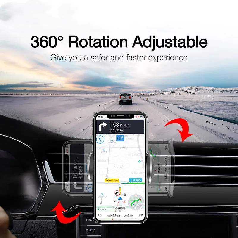 Black wireless car charger phone holder with Qi standard, 63-88mm phone width