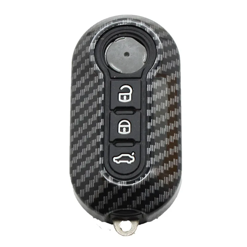 Fiat 500 Boyue carbon fibre pattern key case in black, red and dark blue colours