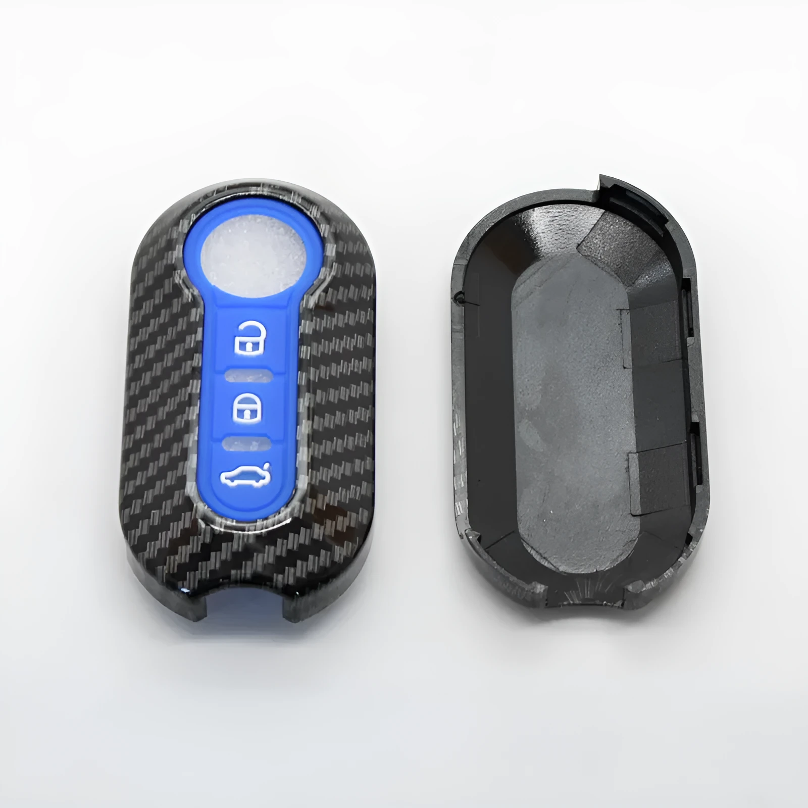 Fiat 500 Boyue carbon fibre pattern key case in black, red and dark blue colours