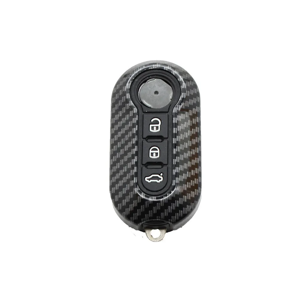 Fiat 500 Boyue carbon fibre pattern key case in black, red and dark blue colours